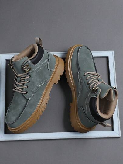 时尚休闲男士平底厚底鞋，经典时尚男士运动滑板鞋系带跑步鞋，个性化男士运动鞋街头休闲鞋