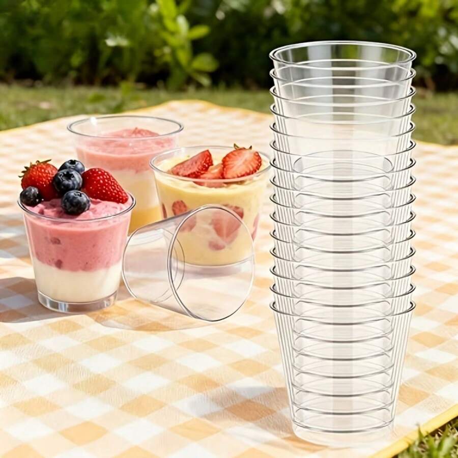 Stackable Dessert Cups, Mousse Cups, Beverage Cups, Ideal For Parties, Events, Gatherings And Catering - Transparent - View 1
