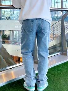 男士时尚水洗工装牛仔裤 - 淺色水洗藍 - 查看 4