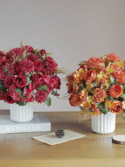 1/3PCS Romantic Silk Roses & Hydrangea& Peony Bouquet Artificial Flowers Centerpieces Plastic Flowers Handheld Flower Outdoor Decoration Arrangement For Wedding/Home/Bedroom/Living Room/Table Decoration/Bride's Bouquet/Mother's Day