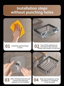 Wall Mounted Floating Shelves, Space-Saving Storage Rack For Kitchen, Bathroom - Gray-mS0646 - View 7