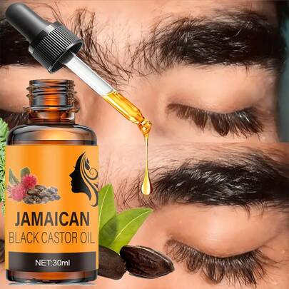 Aceite de ricino negro jamaicano 100% puro - Extracto prensado en frío, nutre el cabello y la piel, sérum capilar de aceite de ricino, fortalece el cabello, hidrata y protege la salud del cuero cabelludo, te ayuda a lograr un cabello talla grande grueso y talla grande fuerte.