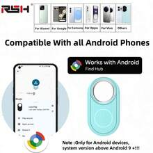 RSH 兼容安卓系统的“查找我的智能标签”无线追踪器，可与 Find Hub（仅限安卓系统）配合使用，全球精准追踪防丢设备，适用于钥匙、行李等物品，是圣诞节、新年、情人节、复活节、生日等节日的完美礼物。