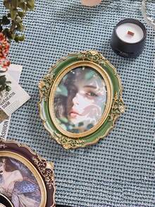 5x7 Inch Green Vintage Handmade Resin Photo Frame With Glass Panel, Suitable For Wall Or Tabletop Display, Home Decor - Multicolor - View 5