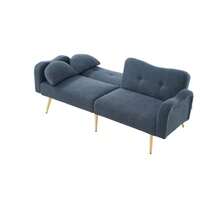 [Sleeping Function] 2-Seater Sofa Bed - Modern 2-Seater Sofa With Adjustable Backrest And Gold Metal Legs, Integrated Bed Function. Multifunctional 2-In-1 Furniture.