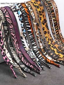 2-Pack Animal Print Shoelace Set - Leopard, Thin Flat Leopard Print Shoelaces, Vibrant Shoe Laces For Fun, Cool Design,Perfect For Low Top Canvas Shoes, Sneakers, And Casual Shoes - Unisex Sports Laces For Men And Women Couples Matching Accessory,Leopard Print Shoelaces - Multicolor - View 10