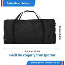 Juego de Cornhole porttil, Juego de Lanzamiento de Patio con Sacos de, con 2 Tablero de Juego Cornhole y 6 pufs, para Jugar en Interiores y Exteriore - Rojo y azul - Ver 6