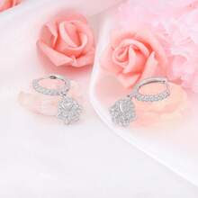 Bông tai bạc 925, đính đá Cubic Zirconia, họa tiết dấu chân động vật dễ thương và hình trái tim, thích hợp đeo hàng ngày, quà tặng sinh nhật. - Bạc - Xem 4