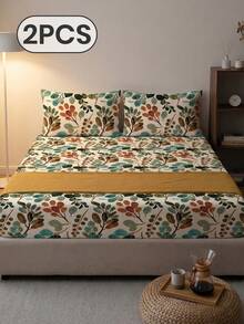 1个/2个印花枕套，不含枕芯，绿色植物印花，日常使用的聚酯纤维，柔软亲肤，舒适面料，家居纺织品，适用于客厅、卧室、户外、沙发装饰，通过Oeko-Tex认证 - 彩色 - 查看 12