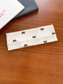 4pcs Cute Bow Ribbed Headband Set! Black, White, Gray 3 Colors, Butterfly Print Design Simple Yet Sweet, Suitable For Daily Wear And Sports