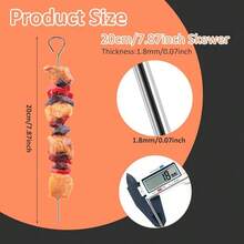 12 Pcs Stainless Steel Skewers Kabob Skewers Long BBQ Skewers Sticks Barbecue Roast Goose Needle Metal Skewers Grilling Kabob Chicken Vegetable Appetiser, 20cm, Silver - 20cm - View 2