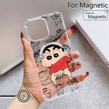 Fast EU Shipping (DE & ES)  Phone Case - Sweet Japanese Anime - Crayon Shin-Chan Case Compatible With IPhone 1, 16E, 16, 15, 14, 13, 12, 11, Air, Pro, Ma, Mini, XR, XS, X, Plus, With Transparent, Soft TPU Back Cover With Corner Protection And Magnetic Attraction - 黑色 - 查看 7