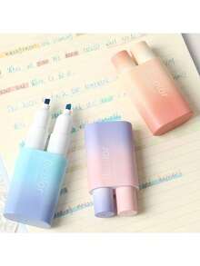 Dual-Tip Dual-Color Highlighter Pens, With Eye-Friendly Gradient Color Design, Fashionable Appearance, Suitable For Students To Highlight In A Colorful Way - Multicolor - View 4
