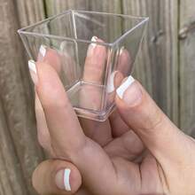 50pcs Plastic Dessert Cups, Small Square Clear Jelly Cups, Square Mini Appetizer Cups, Reusable Dessert Bowls, Yogurt Parfait Cups, Suitable For Mousse Cake, Party, Wedding, Tasting, Pudding, Etc. - Transparent - View 6