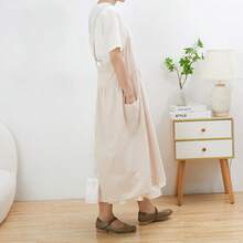 Tạp dề nhà bếp kiểu cổ điển dễ thương, có túi, màu be, không có dây buộc eo, dành cho nữ, thích hợp nấu nướng và vẽ tranh. - Nhiều màu - Xem 2