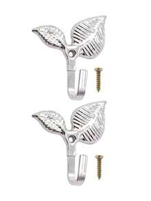 2pcs Leaf Shaped Metal Curtain Hooks With Screws, Multi-Color Options, Suitable For Wall And Curtain Rods - Multicolor - View 15