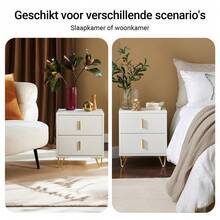 SoBuy Sturdy And Durable Bedside Table, Nightstand With 2 Drawers, White W40 X D40 X H47 Cm FBT115-W - White 40x47x40cm - View 6