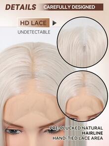 13x4 High Temperature Fiber Synthetic Lace Front Wig, Straight Hair, Pre-Trimmed Hairline, No Glue Needed, Heat Resistant Fiber Wig, Suitable For All - Gold - View 7