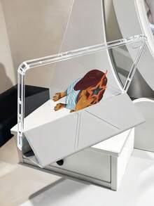 A Cute Golden Retriever Pattern With Starry Eyes, Blue And White Checkered Tablet Case Compatible With IPad Air 11-Inch M3 2025 / M2 2024, IPad Air 5th Generation 2022 , IPad (A16) 11 Inch 11th Generation 2025,Compatible With Samsung Galaxy Tab,Kindle Paperwhite 12th Gen 2024, Clear Back ,Fashion Pattern Protective Case,Automatic Sleep And Wake-Up Function, Airbag Protection, Suitable For Gifts And Office Use - Multicolor - View 6