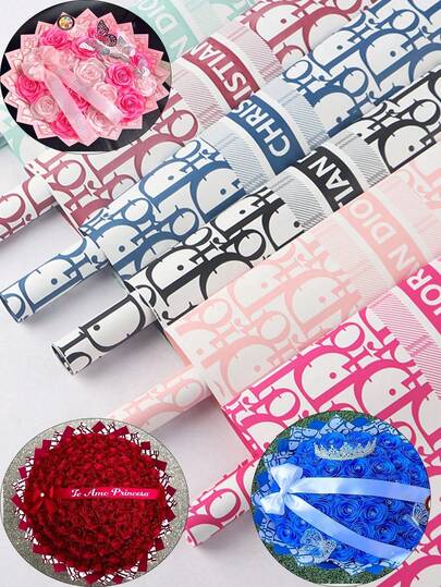 20pcs Fashion Brand Wrapping Paper, Bouquet Paper, Gift Wrapping Paper, Floral Gift Packaging Paper - Multipurpose Decorative Paper, Suitable For Bouquets, Flower Shops, Valentine's Day, Weddings And Special Occasions