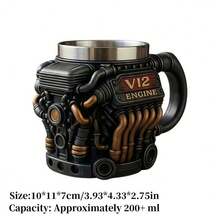Retro Engine Coffee Mug, V8 Engines Stainless Steel Cup, Personalized Double Wall Insulation Car Mug With Handle Perfect For Father's Day, Christmas, Husband, Mechanic, Car Enthusiast(1pc) - Multicolor - View 8