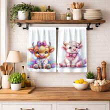 2/4 Pcs Set, Dish Towels, Highland Cow Printed Pattern Super Absorbent Microfiber Modern Towels, Cooking And Baking Tea Towels, Dish Cloths, Cleaning Rags, Hand Towels, Tea Towels, Ultra Soft And Highly Absorbent, Kitchen Decor, Gifts For Neighbors, Gifts For Mom, Birthday Gifts, Housewarming Gifts For Friends, Kitchen Essentials, Daily Necessities - Multicolor - View 5