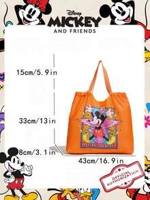 Disney 疯狂动物城官方授权1件装疯狂动物城尼克图案手提包，女士购物袋，大容量可折叠手提包，抽绳单肩包，轻便手提包 - 专为女性/女士/女孩设计，适合日常/购物/外出 - 彩色 - 查看 4