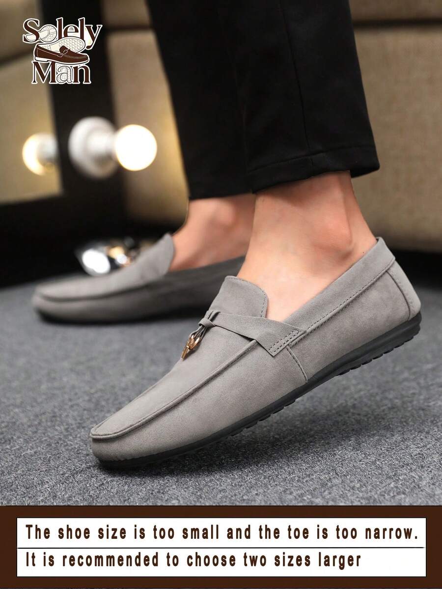 Men's Loafers Moccasins Casual Shoes Slip-On Boat Shoes Slouchy Shoes Leather Shoes Soft Bottom Canvas Shoes Flat Shoes Men's Dress Shoes (Run Small And Narrow, Please Order One Size Up), Black - Grey - View 1