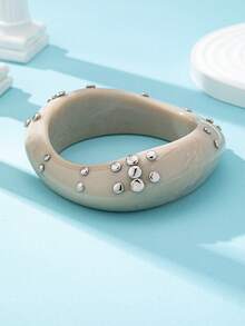 1件装厚树脂手镯，女士多层厚手镯套装，棕色亚克力手镯，日常基本款饰品 - 彩色 - 查看 26