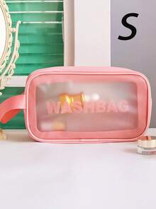 1个大容量防水化妆品收纳包，透明便携设计，双提手 - 非常适合收纳化妆品和洗漱用品，可用作化妆包、化妆品收纳包、洗漱包、旅行包、返校包、宿舍包、沙滩包、沙滩巾收纳包 - 粉色 - 查看 9