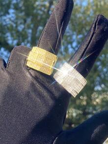 DUBSS 1 Piece Iced Out Asymmetric Men Ring Cubic Zirconia 5A Plated Hip Hop Jewelry - Ring - View 2