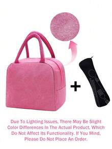 4杯装珍珠奶茶图案保温午餐包，粉色爱心和“真爱”图案保温午餐盒，带黑色餐具袋，大容量学生保温冷藏包 - 彩色 - 查看 11