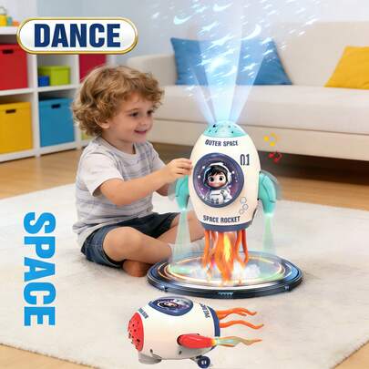 2025 New Rocket, Jellyfish, Octopus Toys | With Projection Mist Lighting Music Astronaut Shaped Fun Plush Toys, ABS Material, No Battery Required, Suitable For Daily Play, Christmas, Halloween, Birthday Gifts