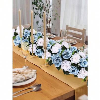 2pcs/Set Artificial Table Flower Arrangement, For Reception, Table Runner, Dining Table, Living Rooms Wedding Flowers And Wedding Dining Table Valentine's Day, Mother's Day Living Room Decoration