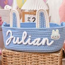 定制手工椭圆形收纳篮,兔耳朵礼品篮/装饰篮,家居装饰,礼品包装篮,复活节礼物,送给家人,衣橱收纳整理篮 - 彩色 - 查看 36