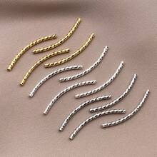 15pcs 18K Gold Tube Spacer Beads Curved Noodle & Long-Lasting Brass Twist Beads For DIY Necklace Bracelet Jewelry Making Findings - Multicolor - View 4