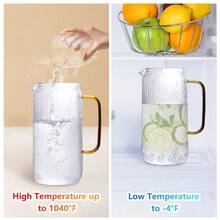 Large Clear Glass Pitcher With Lid, Ideal For Serving Fresh Water, Iced Tea, Juices, And Beverages - Multicolor - View 4