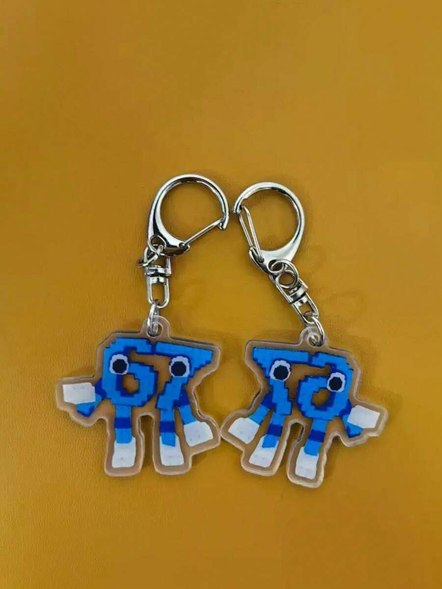 1pc 2D Flat Funny "67" Number Keychain - Fashionable "67" Number Keychain, Can Be Hung On Bags And Backpacks - Suitable As A Unique Christmas Gift, 2D Flat - Multicolor - View 1