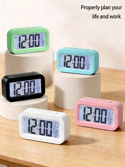 LED Square & Round Alarm Clock, New Popular Ins Style Student Alarm Clock, New Electronic Clock With Smart Desktop Multi-Function, Luminous Temperature Calendar Kitchen Timer. Soft Light Eye Protection, Romantic Night Lighting, Suitable For Various Scenes And Styles To Create A Warm Atmosphere, Living Room, Bedroom, Bathroom Home Decor, Travel Supplies, Wedding, Party, Birthday, Gift For Men, Mom, Dad, Best Friends, Teachers, New Year, Accessories, Fun Gift. Batteries Not Included, Requires 2 AA Batteries.