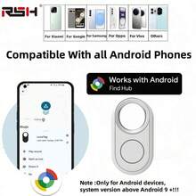RSH 兼容安卓系统的“查找我的智能标签”无线追踪器，可与 Find Hub（仅限安卓系统）配合使用，全球精准追踪防丢设备，适用于钥匙、行李等物品，是圣诞节、新年、情人节、复活节、生日等节日的完美礼物。