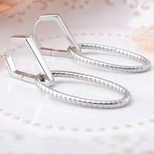 925 Sterling Silver Triangle Hoop Earrings, Delicate Earrings For Daily Wear, Birthday Gift - Silver - View 2