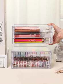 Vintage Style Jewelry Organizer With 3 Drawers - 72-Grid High Capacity Plastic Tabletop Storage Box For Rings, Earrings, Necklaces, Gift For Girlfriend, Mother, And Loved Ones - Acrylic Empty Box - View 11