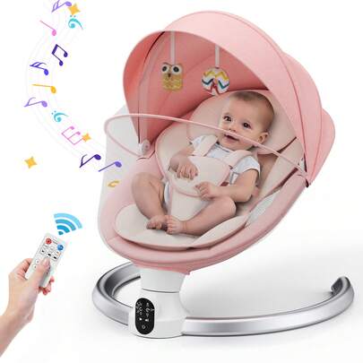 Electric Baby Bouncer Chair With Mobile App Control,Remote Control And IMD Touch Panel,Electric Baby Swing With 5 Swing Amplitudes 3-Stage Timer,Soft Padded Lamb Newborn Bouncer