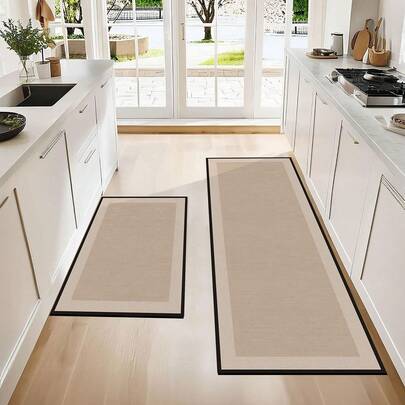 1pc Minimalist Style Silica Gel Fiber Velvet Kitchen Mat. Absorbent Kitchen Carpet, Non-Slip And Easy To Clean. Can Be Used As Kitchen Mat, Dining Room Mat, Hallway Mat, Laundry Room Mat, Indoor Decor, Doormat And Area Rug. Suitable For Spring, Summer, Autumn And Winter Seasons As Well As Holidays.