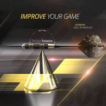 - Juego de dardos de punta de acero premium, dardos profesionales, caones de latn, dardos de punta de metal, plumas adicionales, 12 vstagos de aluminio 35/48, anillos en O - inicial - Ver 7