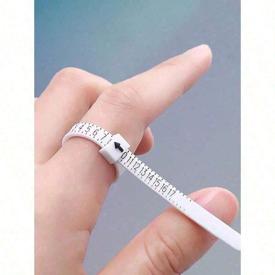 1pc Exquisite White Ring Size Measuring - Soft And Adjustable Jewelry Measuring Tape Accurate Ring Size Measurements At Home (Engagement And Wedding Rings), Making It Family And Friends! - White - View 1