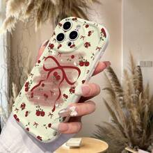 1个时尚玫瑰蝴蝶结设计不规则奶油色手机壳，适合日常使用，兼容 17 Pro/17 Pro Max/17 Air/17/16e/16/15/14/13/12/11、Galaxy S23/S24/S25/S26、A57/A37/A17/A07、Redmi系列