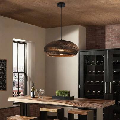 Handmade Vintage Style Woven Pendant Light, Suitable For Dining Room, Bar, Southeast Asian Cafe, Japanese Study, Paper Honeycomb Cocoon Hanging Lamp