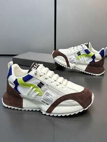 男士透气新款网眼厚底厚实休闲运动鞋增高运动鞋 - 白駝 - 查看 3