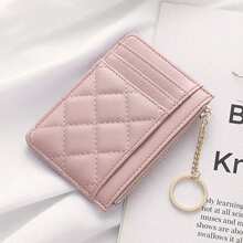 Minimalist Rhombus Coin Purse, Creative Chain Zipper Pouch, Ultra-Thin Portable Coin Case, Multi-Card Student ID Card Holder